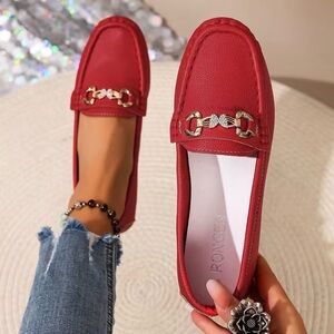 NEW Women's Red Loafers Flats Size 7.5 U.S.